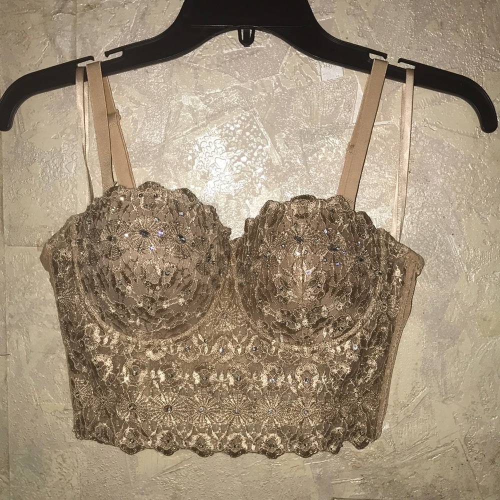 Beautiful tan lace windsor bustier/corset (s)